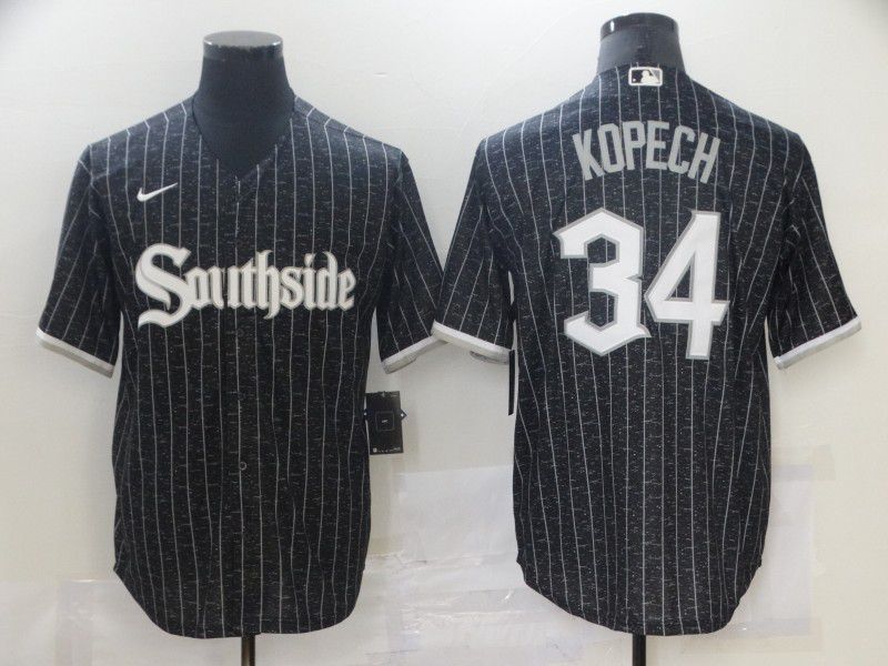 Men Chicago White Sox 34 Kopech City Edition Black Game Nike 2021 MLB Jerseys